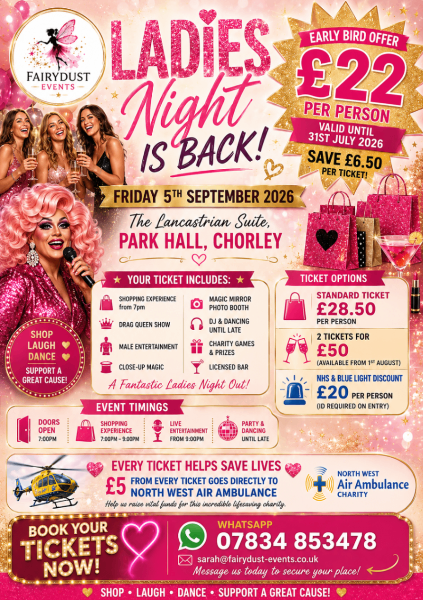 Ladies Night Is Back — Friday 5th September 2026, Park Hall Chorley